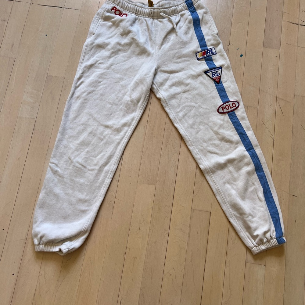 Polo by Ralph Lauren Kids White and Blue Track Pants